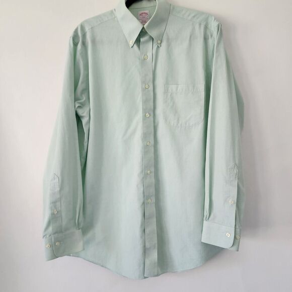 Brooks Brothers The Original Polo Shirt Regular Fit green white mens 15.5-4/5 - Picture 1 of 4
